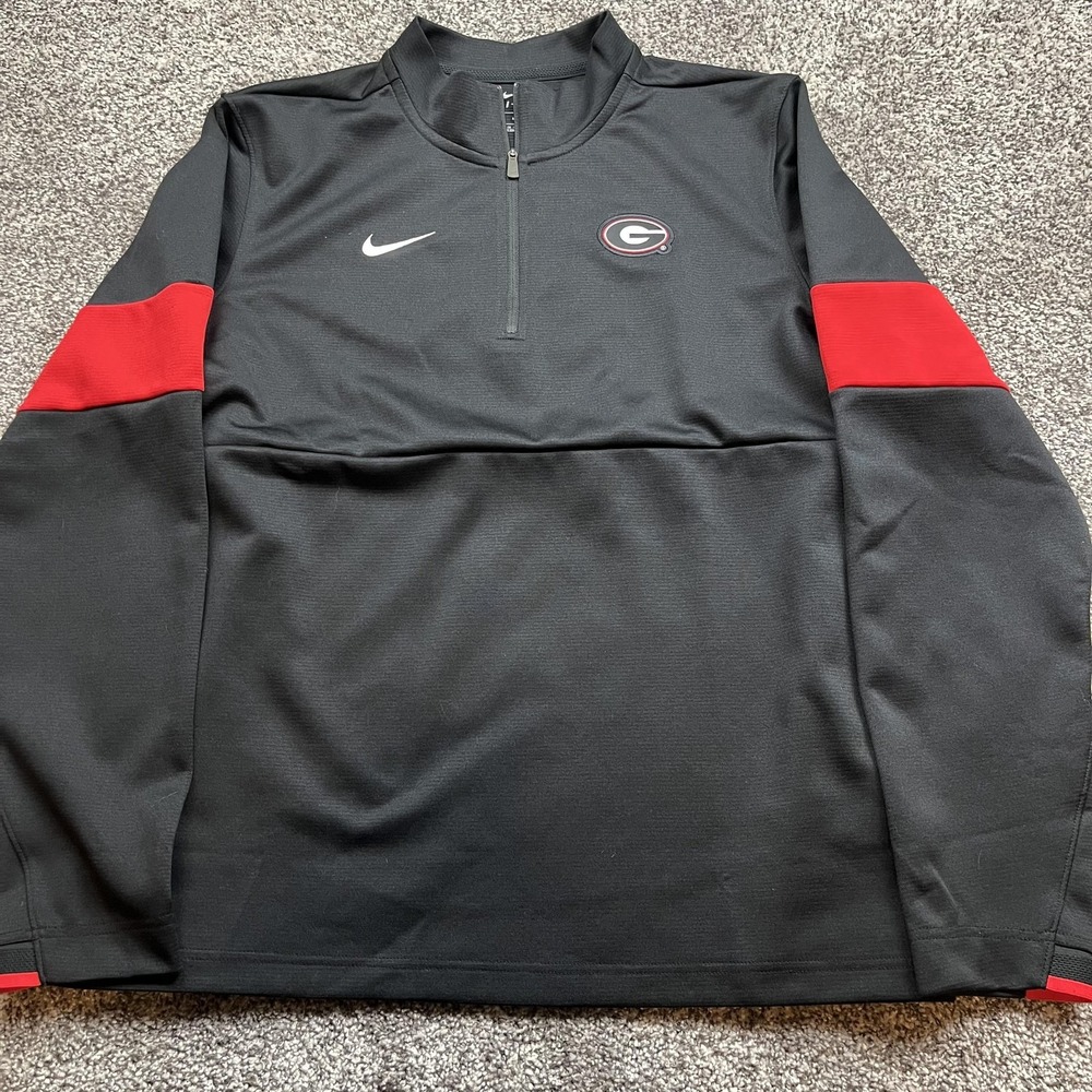 Georgia Bulldogs Sweatshirt Mens M nike Football Nike Dri Fit 1/4 Zip on filed